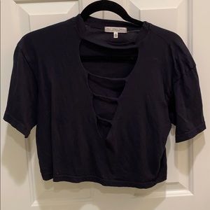 Open chest black crop top